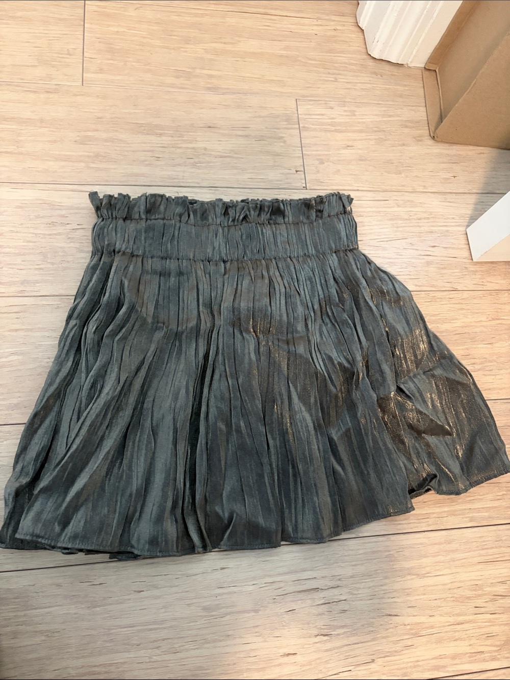 DO+BE Metallic Pleated Circle Skirt - Gray